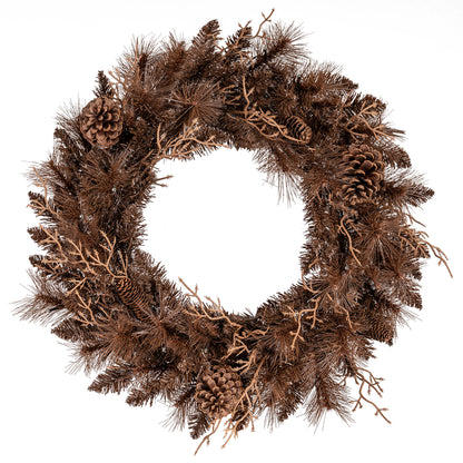 24 Inch Pre-lit Christmas Wreath with 105 Branch Tips and 35 Warm White LED Lights-2 pieces