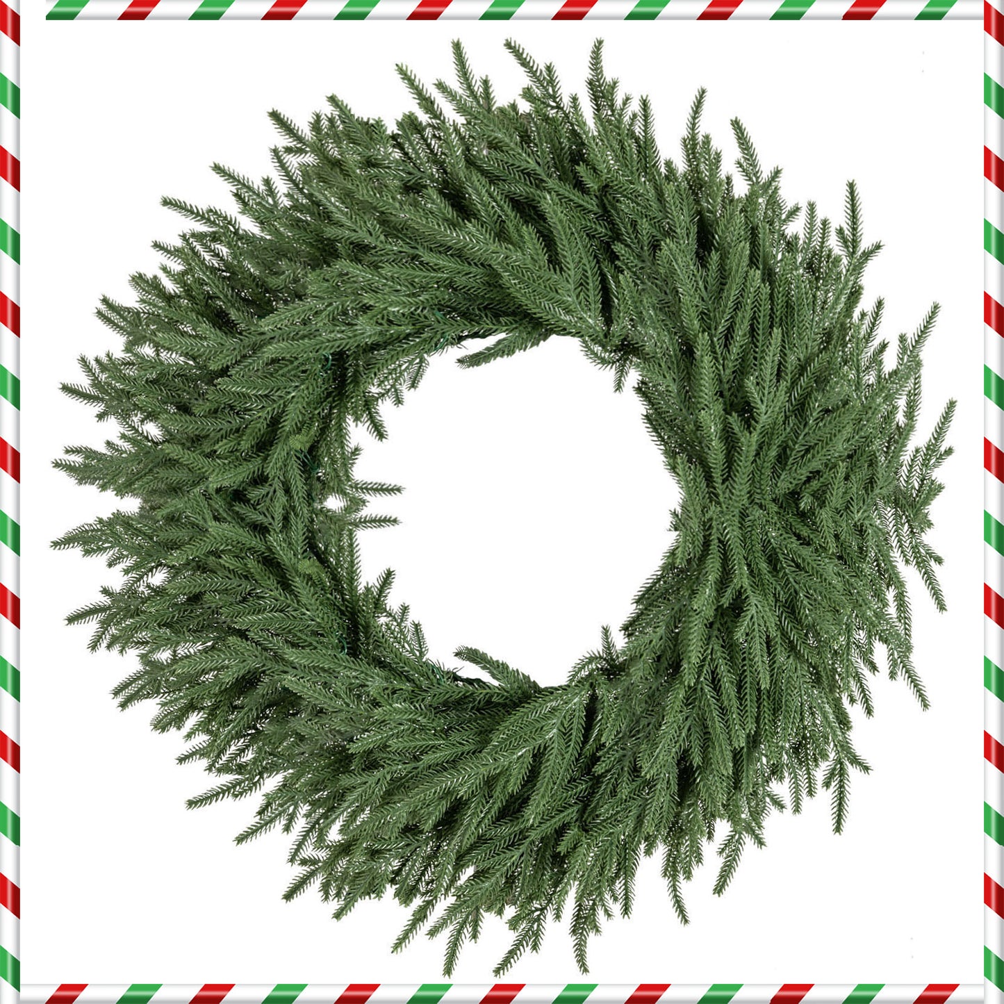 24 Inch Pre-lit Christmas Wreath with 108 Branch Tips and 35 Warm White LED Lights for Wall Window-1 piece