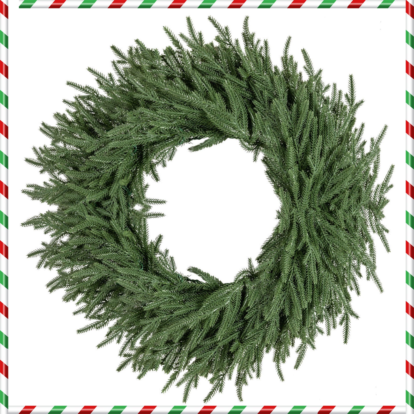 24 Inch Pre-lit Christmas Wreath with 108 Branch Tips and 35 Warm White LED Lights for Wall Window-1 piece