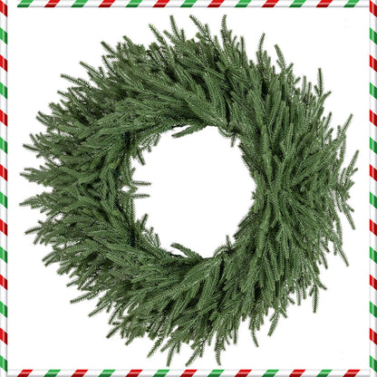 24 Inch Pre-lit Christmas Wreath with 108 Branch Tips and 35 Warm White LED Lights for Wall Window-1 piece