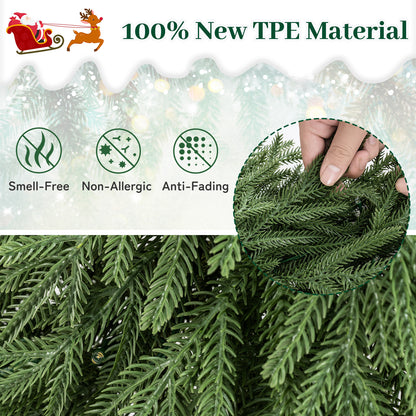 24 Inch Pre-lit Christmas Wreath with 108 Branch Tips and 35 Warm White LED Lights for Wall Window-1 piece