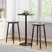 24 Inch Modern Round Cocktail Table with Metal Base and MDF Top-Set of 2