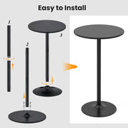 24 Inch Modern Round Cocktail Table with Metal Base and MDF Top-Set of 2