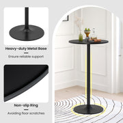 24 Inch Modern Round Cocktail Table with Metal Base and MDF Top-Set of 2