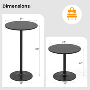 24 Inch Modern Round Cocktail Table with Metal Base and MDF Top-Set of 2