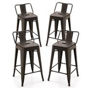24 Inch Set of 4 Cafe Side Chairs with Rubber Feet and Removable Backs-Gun