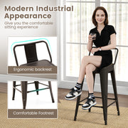 24 Inch Set of 4 Cafe Side Chairs with Rubber Feet and Removable Backs-Gun