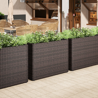 24 Inch Tall Raised Garden Bed All-Weather PE Rattan Wicker Flowerpot with Liner