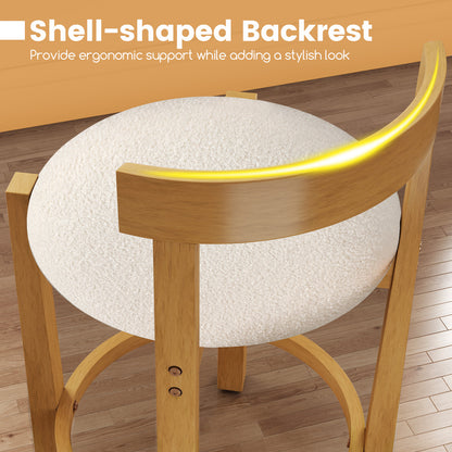 24 Inch Teddy Velvet Upholstered Counter Height Bar Stools with Backrests and Footrests-Set of 4
