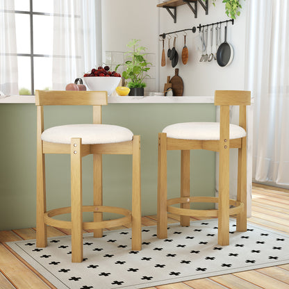 24 Inch Teddy Velvet Upholstered Counter Height Bar Stools with Backrests and Footrests-Set of 4