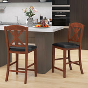 24 Inch Upholstered Dining Chair with Hollowed High Backrest Set of 2-Brown