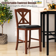 24 Inch Upholstered Dining Chair with Hollowed High Backrest Set of 2-Brown