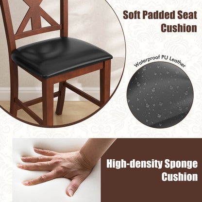 24 Inch Upholstered Dining Chair with Hollowed High Backrest Set of 2-Brown