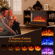 24 Inches 3-Sided Glass Electric Fireplace Heater with Remote Control