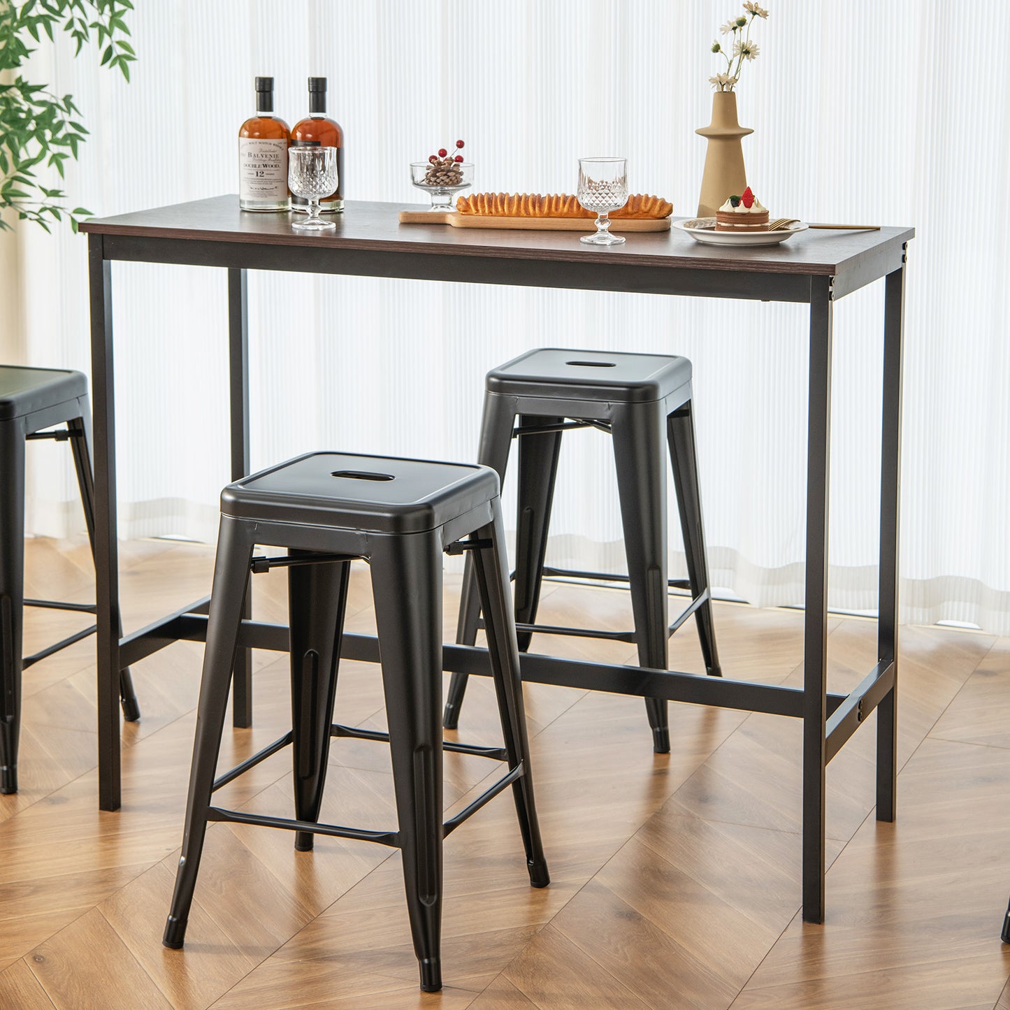 24 Inch Set of 4 Tolix Style Counter Height Barstool Stackable Chair