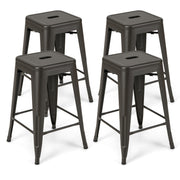 24 Inch Set of 4 Tolix Style Counter Height Barstool Stackable Chair-Gun