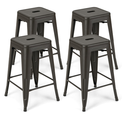 24 Inch Set of 4 Tolix Style Counter Height Barstool Stackable Chair-Gun - Gun