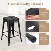 24 Inch Set of 4 Tolix Style Counter Height Barstool Stackable Chair-Black