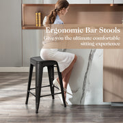 24 Inch Set of 4 Tolix Style Counter Height Barstool Stackable Chair-Black