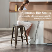 24 Inch Set of 4 Tolix Style Counter Height Barstool Stackable Chair-Gun