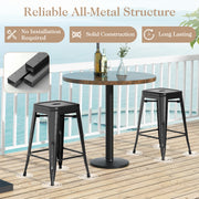 24 Inch Set of 4 Tolix Style Counter Height Barstool Stackable Chair-Black