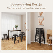 24 Inch Set of 4 Tolix Style Counter Height Barstool Stackable Chair-Black