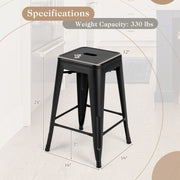 24 Inch Set of 4 Tolix Style Counter Height Barstool Stackable Chair-Black