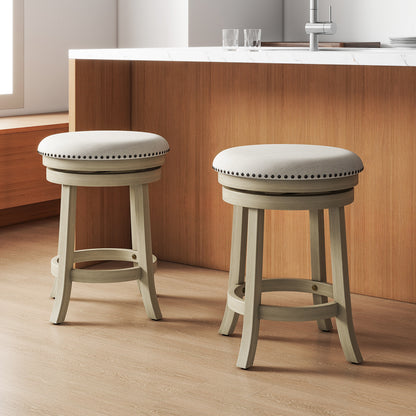 24/26 Inches Swivel Bar Stools Set of 2 wth Wooden Frame