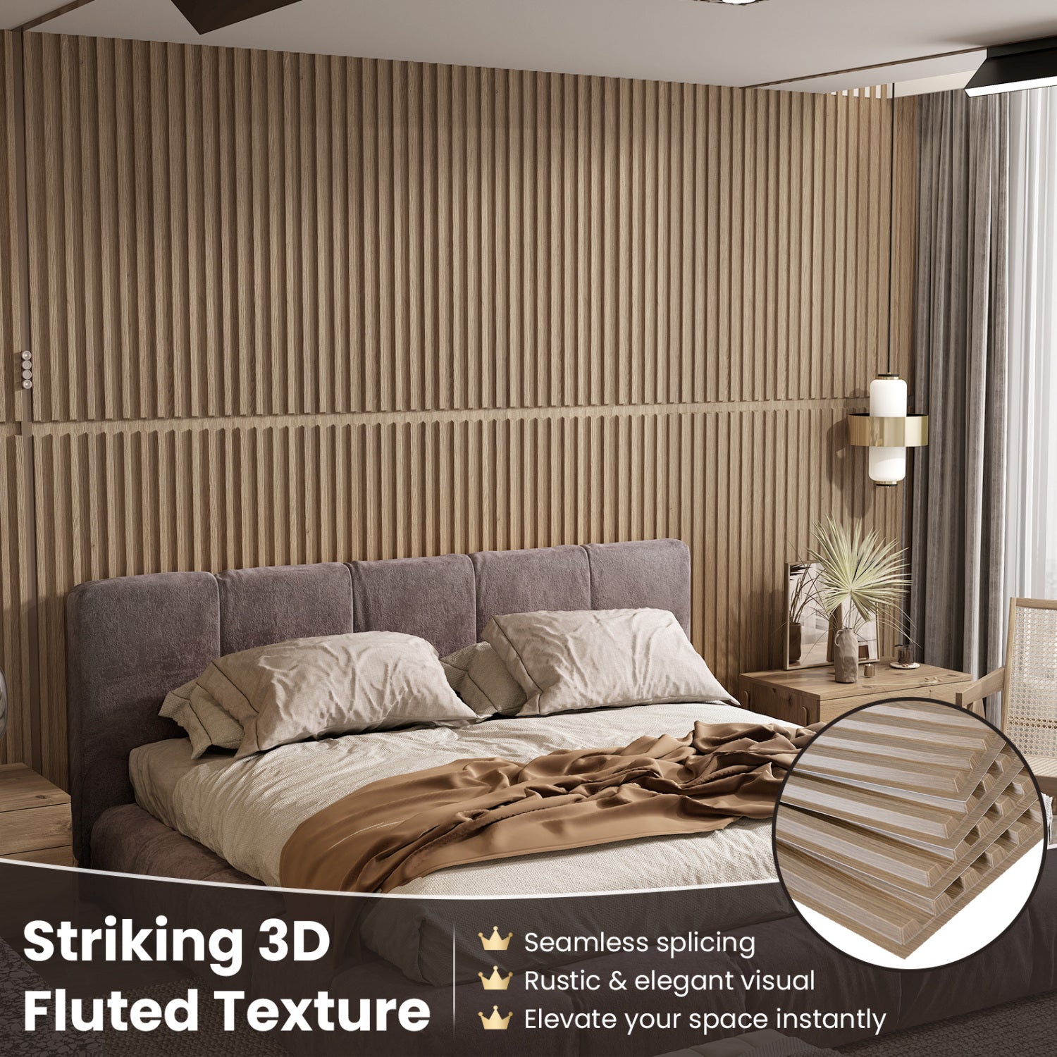 24-Pack PVC Slat Wall Panels for Interior Wall Decoration for Living Room and TV Background