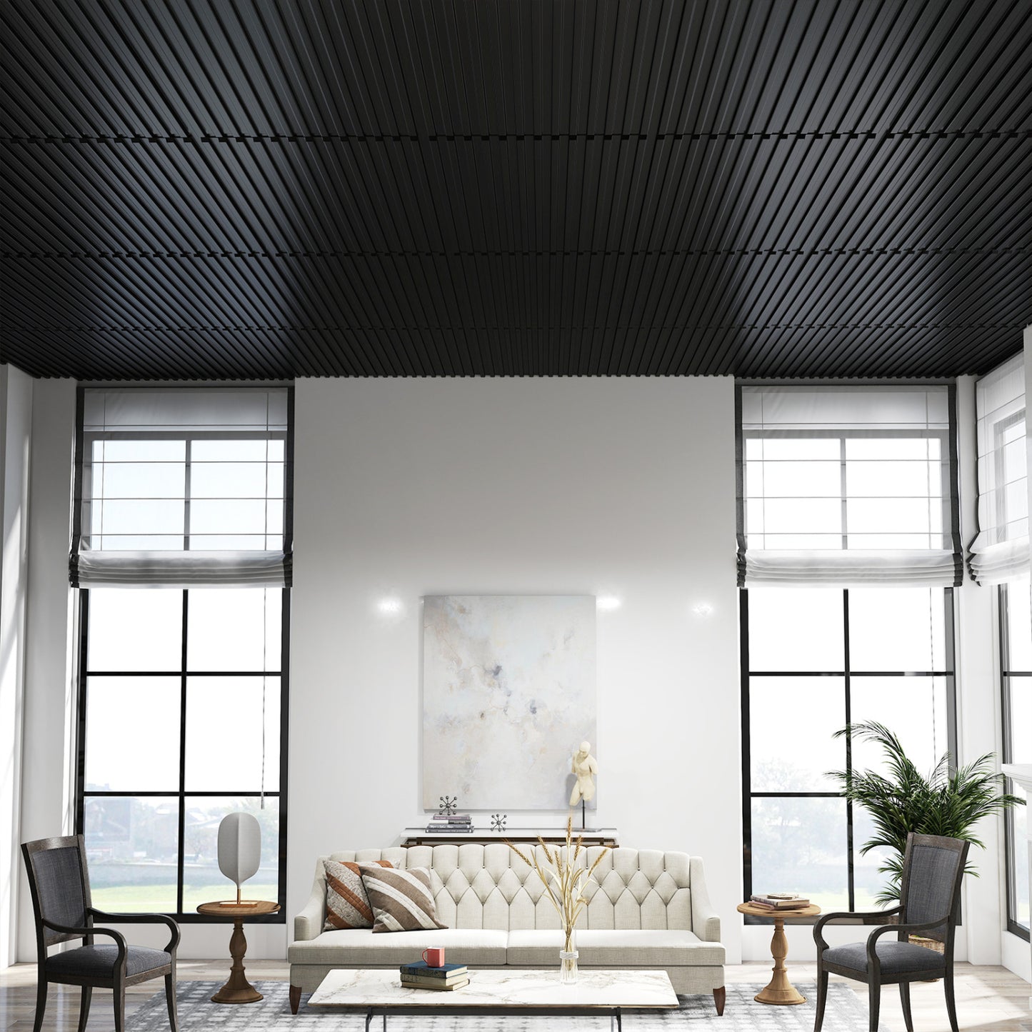 24-Pack PVC Slat Wall Panels for Interior Wall Decoration for Living Room and TV Background