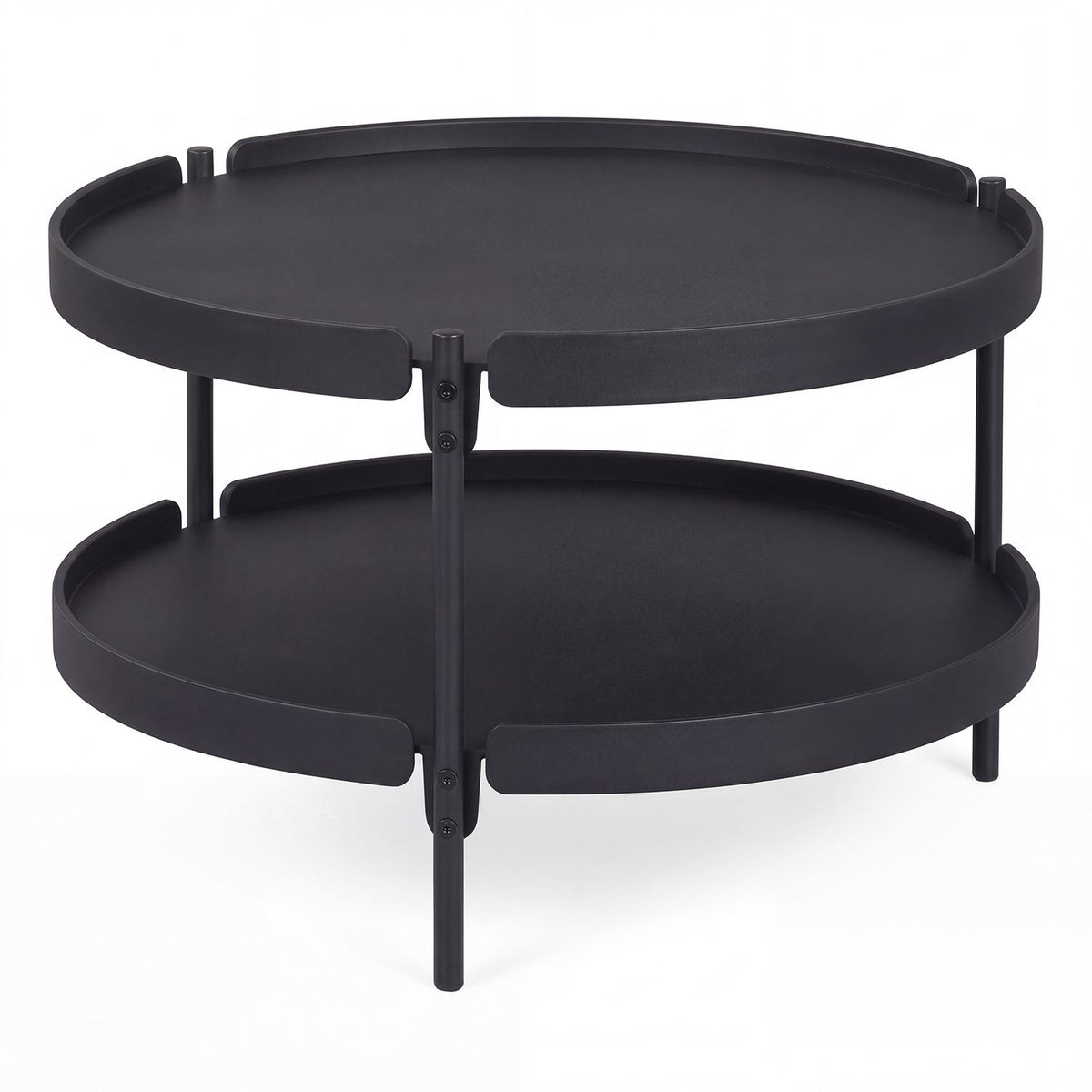 24" Round Coffee Table Plastic Side Table with Metal Legs