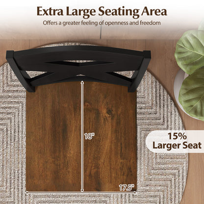 24" Rubberwood Swivel Barstools Set of 4 with Backrest and Large Seat-Black