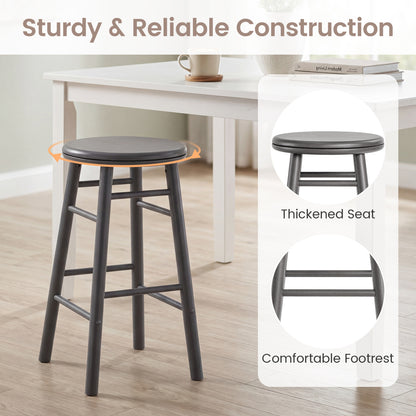 24" Swivel Bar Stools Set of 2 with Footrests