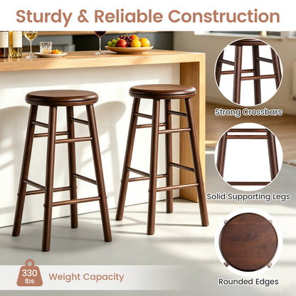 24" Swivel Bar Stools Set of 2 with Footrests