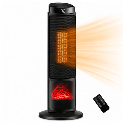 24-Inch PTC Ceramic Tower Space Heater with 7-Color Flame