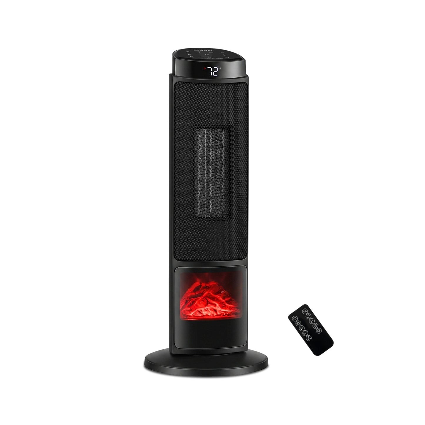 24-Inch PTC Ceramic Tower Space Heater with 7-Color Flame