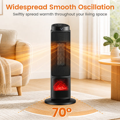 24-Inch PTC Ceramic Tower Space Heater with 7-Color Flame