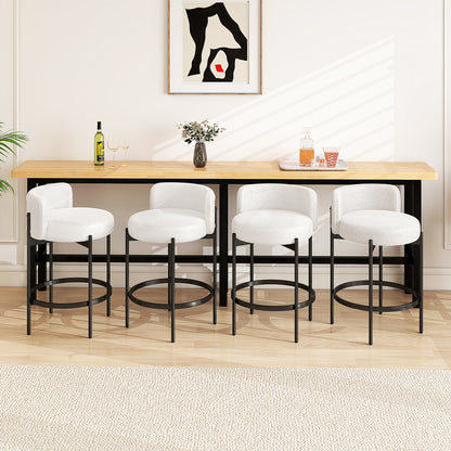24 Inch Boucle Counter Stools Set of 4 with Curved Backrest