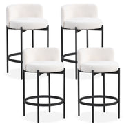 24 Inch Boucle Counter Stools Set of 4 with Curved Backrest