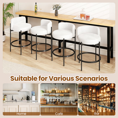 24 Inch Boucle Counter Stools Set of 4 with Curved Backrest