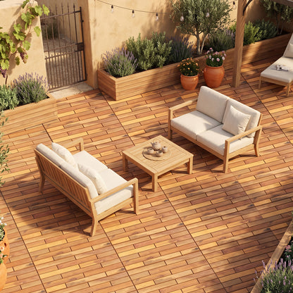 Acacia Wood Interlocking Deck Tiles 24x12 Inch - 24 Pack