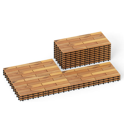 Acacia Wood Interlocking Deck Tiles 24x12 Inch - 24 Pack
