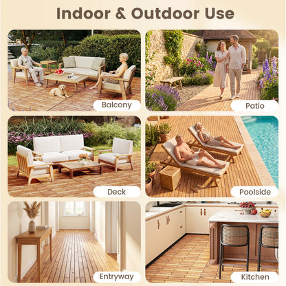 Acacia Wood Interlocking Deck Tiles 24x12 Inch - 24 Pack