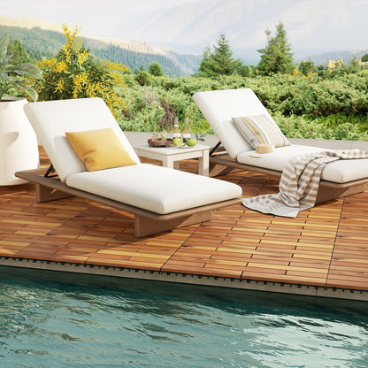 Acacia Wood Interlocking Deck Tiles 24x12 Inch - 36 Pack