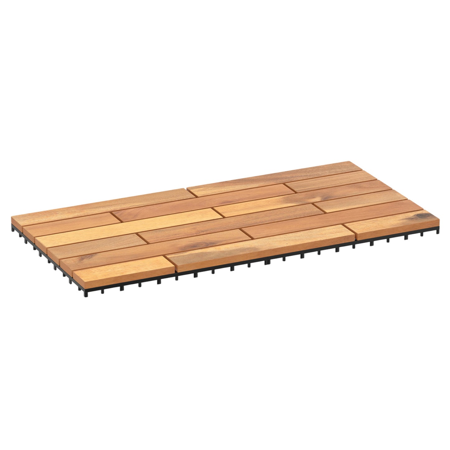 Acacia Wood Interlocking Deck Tiles 24x12 Inch - 48 Pack