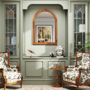 24 Inch x 35 Inch Arched Wall Mirror with Solid Acacia Wood Frame-Brown