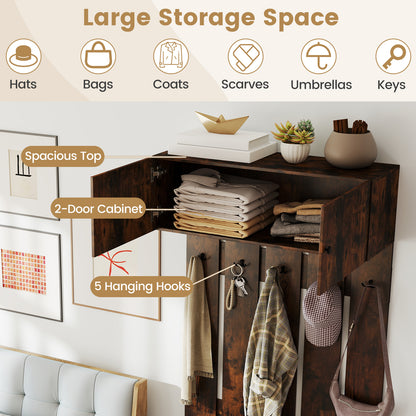 Entryway Wall Coat Rack Wall Mounted Coat Clothes Rack-Rustic Brown
