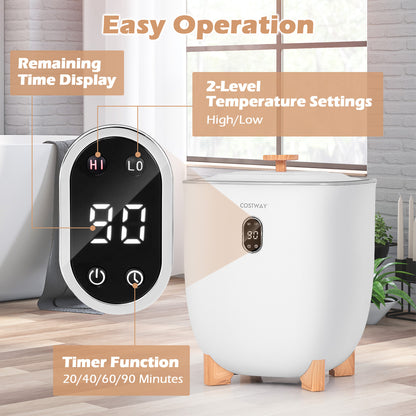 25L Towel Warmer Bucket with 2 Temperature Settings and Auto Shut Off-White