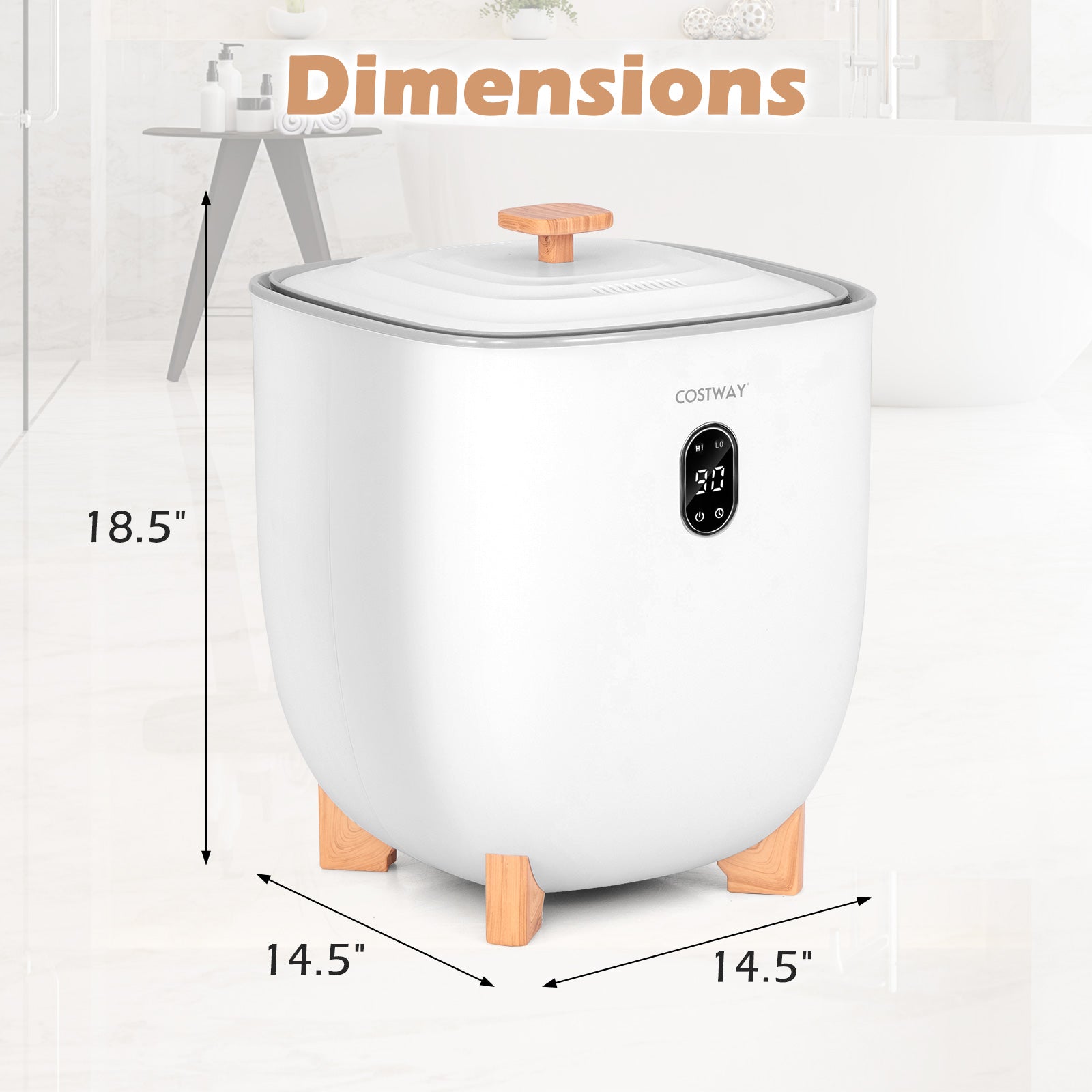 25L Towel Warmer Bucket with 2 Temperature Settings and Auto Shut Off-White
