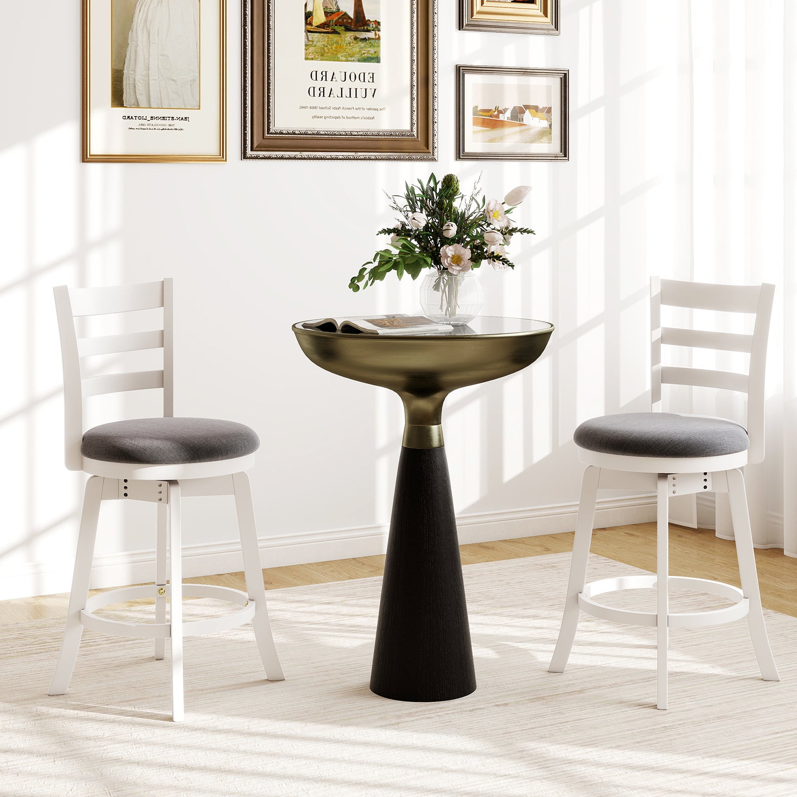 25"/30.5" Swivel Barstools Set of 2 360¬∞ Rotating Bar/Counter Height Chairs with Upholstered Seat-25 Inch